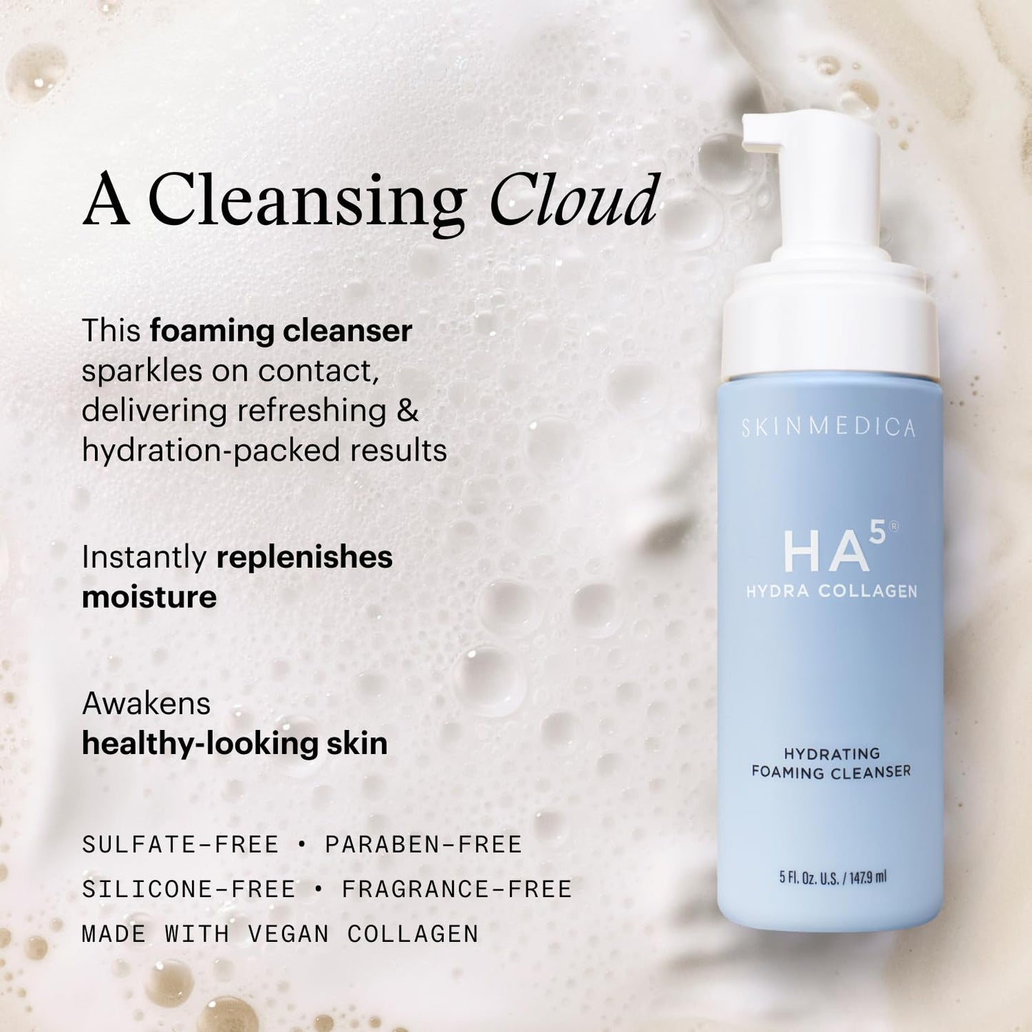 SkinMedica HA5 Hydra Collagen Hydrating Foaming Cleanser with Vegan Collagen, 5 Fl Oz