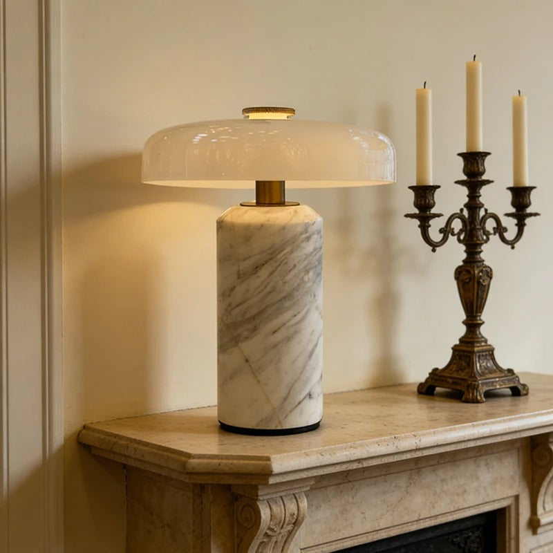 Natural White Marble Table Lamp
